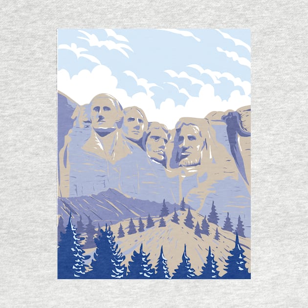 Mount Rushmore National Memorial Shrine of Democracy South Dakota USA WPA Art Poster by patrimonio